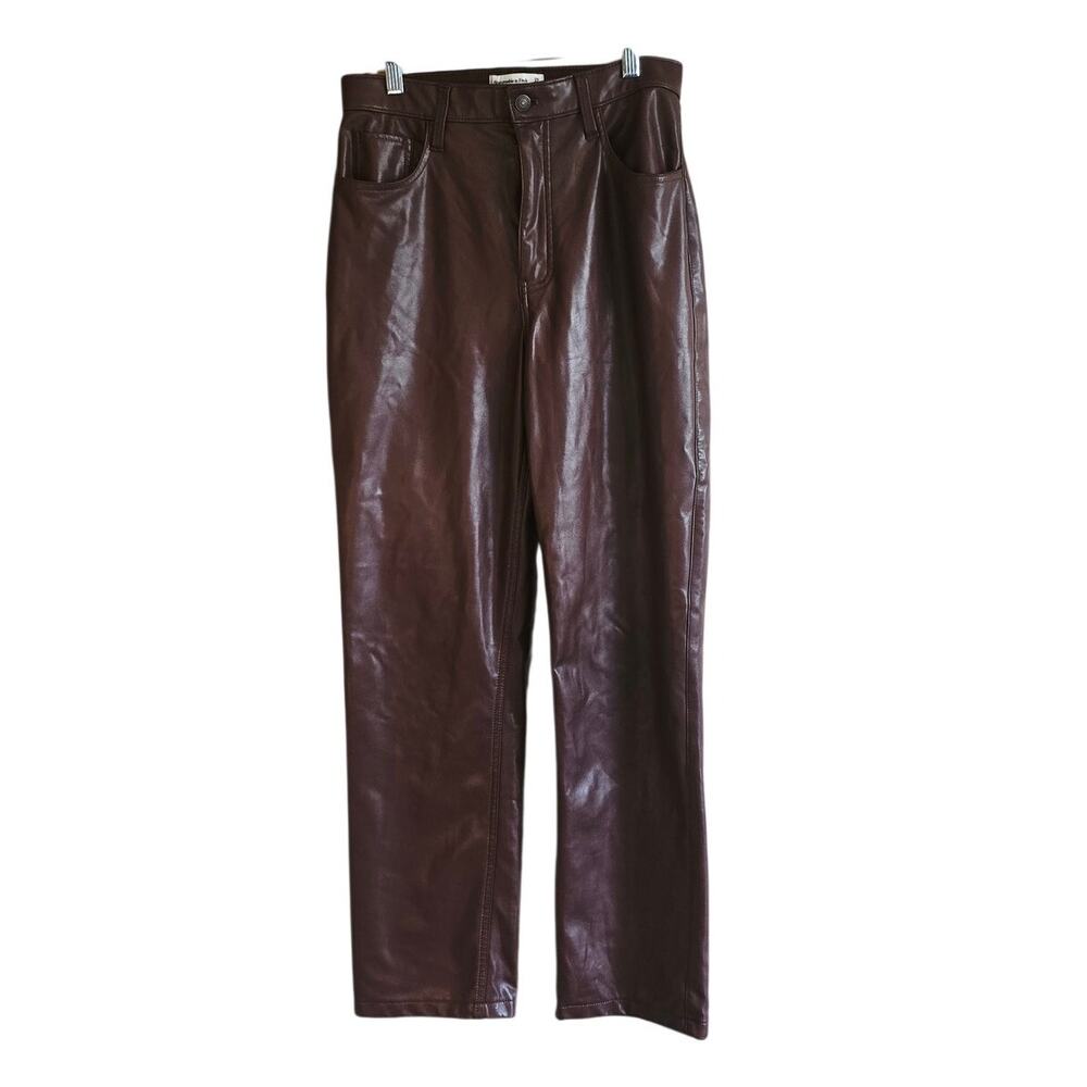 Abercrombie & Fitch faux leather 90's straight ultra high rise pants size 8
